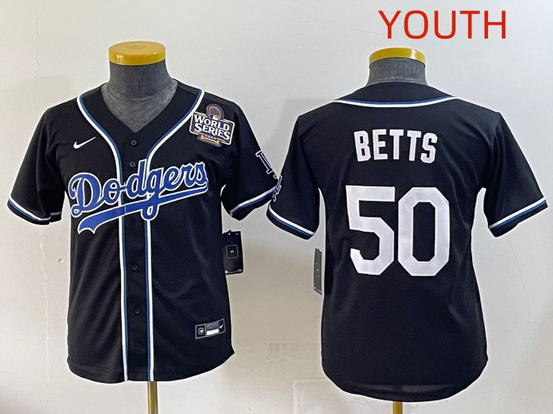 Youth 2025 Los Angeles Dodgers #50 Betts Black Three generations Fashion Nike MLB Jersey style 9
